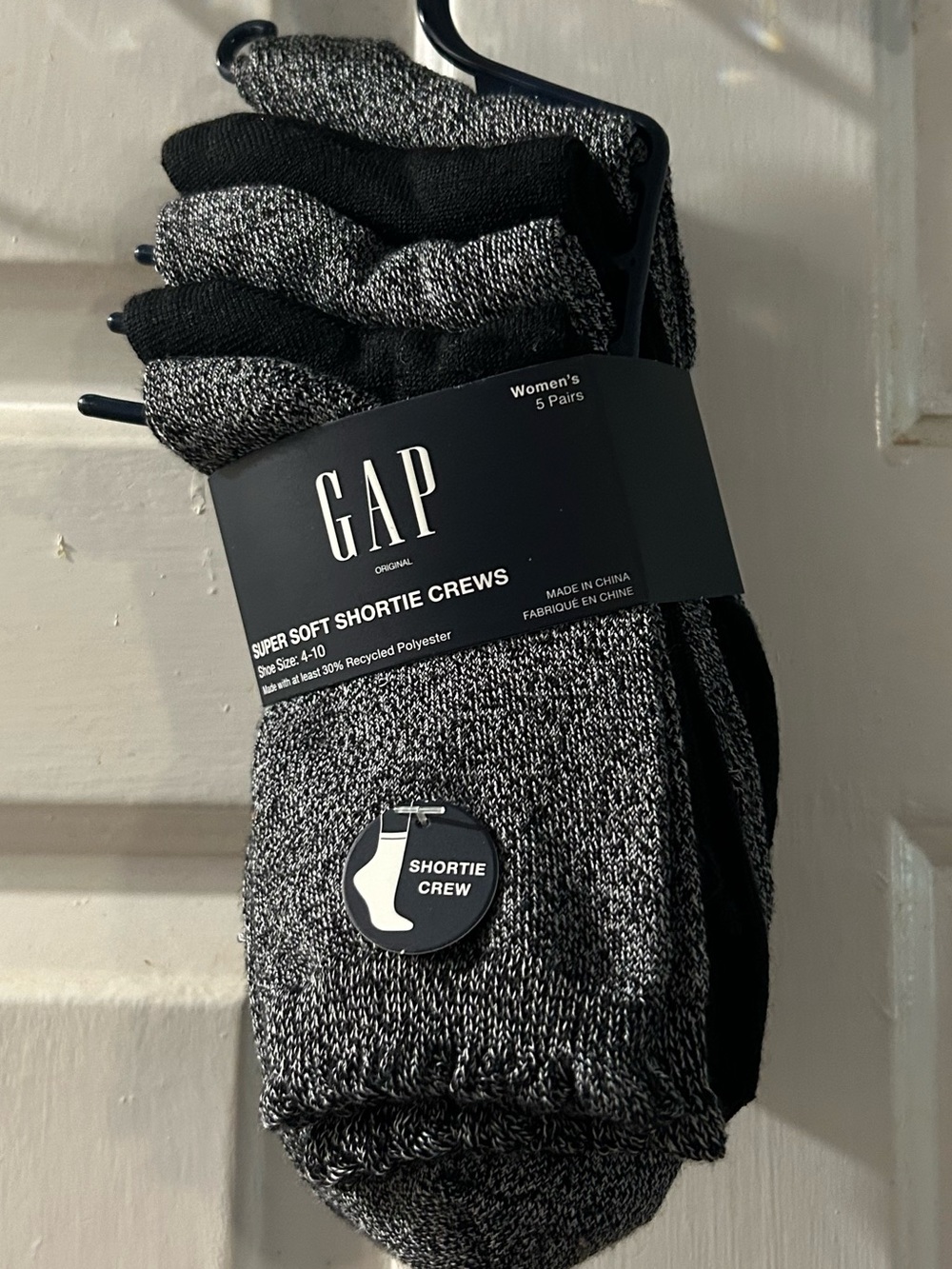 GAP Women's Black and Gray Shortie Crew Socks - 5 Pack